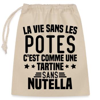 Tartine sans chocolat Humour Cadeau - Sac cadeau en coton avec cordon (25 x 30 cm) - nature - Devant