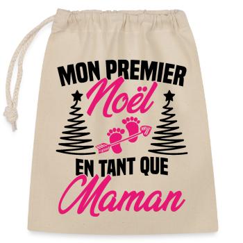 Mon Premier Noël en Tant que Maman - Sac cadeau en coton avec cordon (25 x 30 cm) - nature - Devant