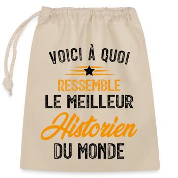 Voici à quoi ressemble le meilleur Historien - Sac cadeau en coton avec cordon (25 x 30 cm) - nature - Devant