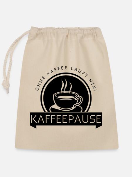 Kaffeepause - Verschließbarer Geschenkbeutel aus Baumwolle (25x30cm) - Natur