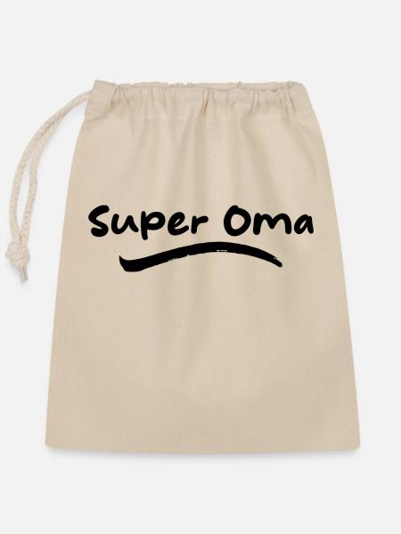 Super Oma - Verschließbarer Geschenkbeutel aus Baumwolle (25x30cm) - Natur