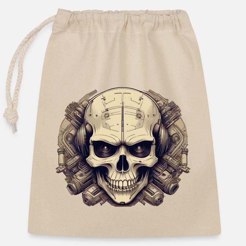 Bionic Skull - Comic Style Logo - Closable cotton gift bag (25x30cm) - nature