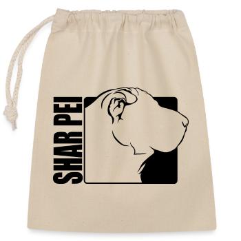 Shar Pei Profile Dogs Dog Wilsigns - Closable cotton gift bag (25x30cm) - nature - Front