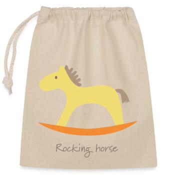 Cheval à bascule - Sac cadeau en coton avec cordon (25 x 30 cm) - nature - Devant