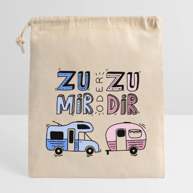 Zu mir oder zu dir Verschließbarer Geschenkbeutel aus Baumwolle (25x30cm)
