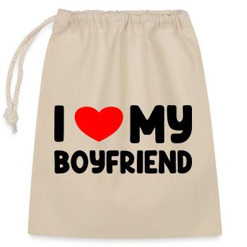 I Love My Boyfriend - Verschließbarer Geschenkbeutel aus Baumwolle (25x30cm) - Natur - Vorne
