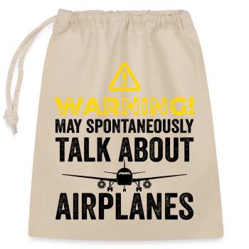 Funny Airplane Tees Men Women Plane Aviation Pilot - Closable cotton gift bag (25x30cm) - nature - Front