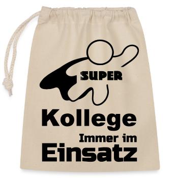 Super Kollege Geschenk - Verschließbarer Geschenkbeutel aus Baumwolle (25x30cm) - Natur - Vorne