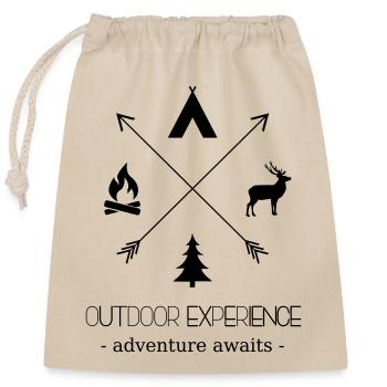 Outdoor Experience Adventure Awaits - Verschließbarer Geschenkbeutel aus Baumwolle (25x30cm) - Natur - Vorne