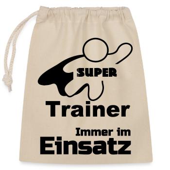 Super Trainer, Sport, Verein, Geschenk - Verschließbarer Geschenkbeutel aus Baumwolle (25x30cm) - Natur - Vorne