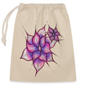 Vulva Blume - Verschließbarer Geschenkbeutel aus Baumwolle (25x30cm) - Natur - Vorne
