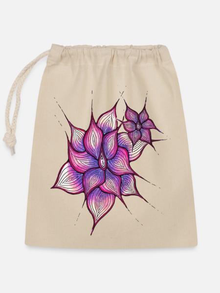 Vulva Blume - Verschließbarer Geschenkbeutel aus Baumwolle (25x30cm) - Natur