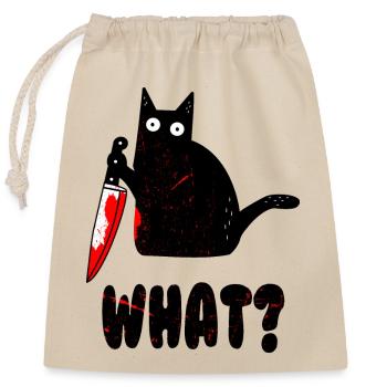 Chat quoi? Chemise drôle de chat noir, chat de chat de meurtre - Sac cadeau en coton avec cordon (25 x 30 cm) - nature - Devant