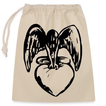 Ange sur le cœur - Sac cadeau en coton avec cordon (25 x 30 cm) - nature - Devant