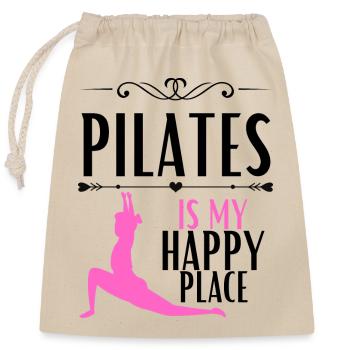Pilates ist mein glücklicher Ort - Verschließbarer Geschenkbeutel aus Baumwolle (25x30cm) - Natur - Vorne