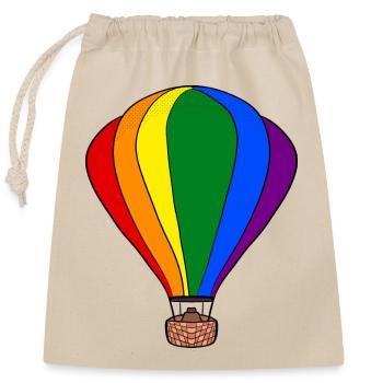 Regenbogen-Ballon - Verschließbarer Geschenkbeutel aus Baumwolle (25x30cm) - Natur - Vorne
