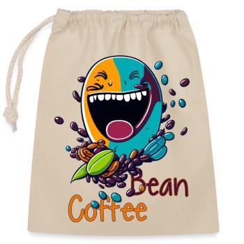 Lachende Kaffeebohne - Verschließbarer Geschenkbeutel aus Baumwolle (25x30cm) - Natur - Vorne
