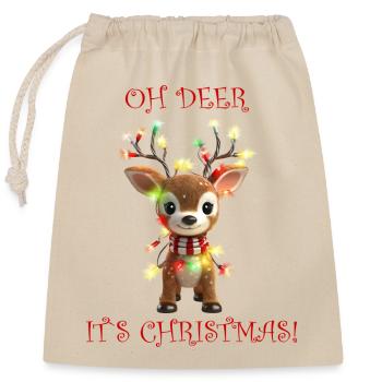 Design de Noël des rennes - Sac cadeau en coton avec cordon (25 x 30 cm) - nature - Devant