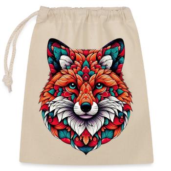 Fuchs mit Mandalas geschmückt - Verschließbarer Geschenkbeutel aus Baumwolle (25x30cm) - Natur - Vorne