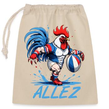 RUGBY FRANCE, sport aux couleurs bleu blanc rouge - Sac cadeau en coton avec cordon (25 x 30 cm) - nature - Devant