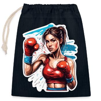 Boxer / Sport / Fight / Arena / Boxing Ring / Fists - Closable cotton gift bag (25x30cm) - navy - Front