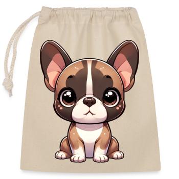 Digital illustration of cute French Bulldog - Closable cotton gift bag (25x30cm) - nature - Front