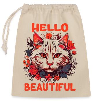 Cat Beautiful Stylish Women Colorful Art Art - Closable cotton gift bag (25x30cm) - nature - Front