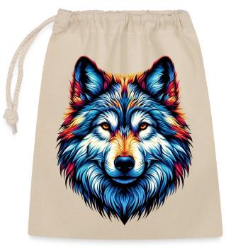 Wolf - Verschließbarer Geschenkbeutel aus Baumwolle (25x30cm) - Natur - Vorne