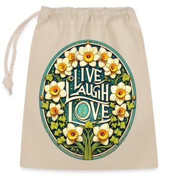 Lebe Lachen Liebe - Verschließbarer Geschenkbeutel aus Baumwolle (25x30cm) - Natur - Vorne