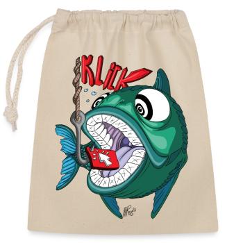 Klick Bait - Verschließbarer Geschenkbeutel aus Baumwolle (25x30cm) - Natur - Vorne