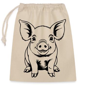 Porc truie porcelet Porcelet Croquis dessin - Sac cadeau en coton avec cordon (25 x 30 cm) - nature - Devant