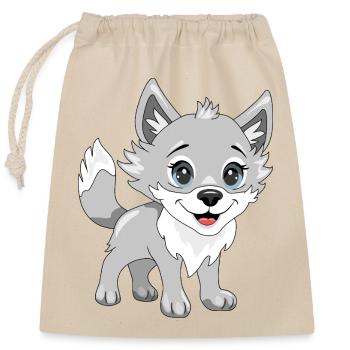 Mignon bébé loup souriant - Sac cadeau en coton avec cordon (25 x 30 cm) - nature - Devant