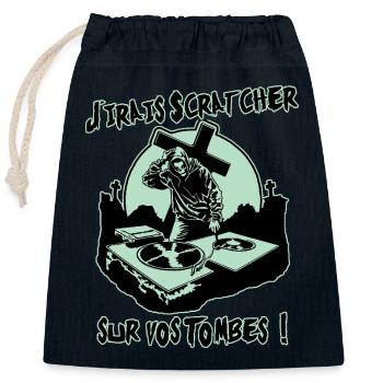 I'LL GO SCRATCH ON YOUR GRAVES! - Closable cotton gift bag (25x30cm) - navy - Front