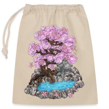 Japanese Garden Zen Garden Illustration Japan - Closable cotton gift bag (25x30cm) - nature - Front