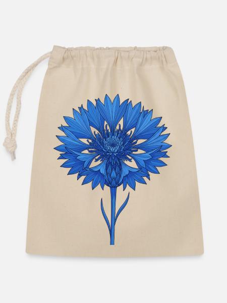 Blaue Blume - Verschließbarer Geschenkbeutel aus Baumwolle (25x30cm) - Natur