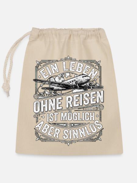 Reisen Liebhaber - Verschließbarer Geschenkbeutel aus Baumwolle (25x30cm) - Natur