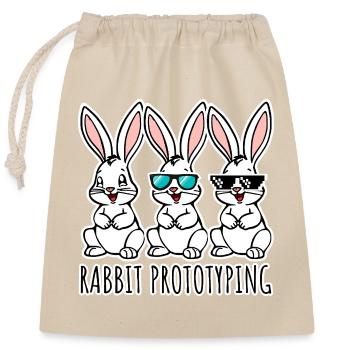Rabbit Prototyping CAD Hasen aus dem 3D Drucker - Verschließbarer Geschenkbeutel aus Baumwolle (25x30cm) - Natur - Vorne