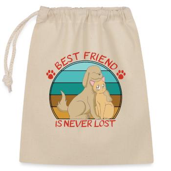 Chat et chien mignons - Sac cadeau en coton avec cordon (25 x 30 cm) - nature - Devant