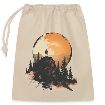Wanderer, Wanderung, Berglogo - Verschließbarer Geschenkbeutel aus Baumwolle (25x30cm) - Natur - Vorne
