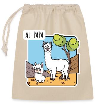Un papa alpaga - Un Al Papa - Sac cadeau en coton avec cordon (25 x 30 cm) - nature - Devant