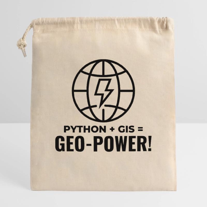 Python SIG Géo-Puissance Programmation Géospatial Sac cadeau en coton avec cordon (25 x 30 cm)