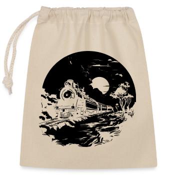 Railroad - Closable cotton gift bag (25x30cm) - nature - Front