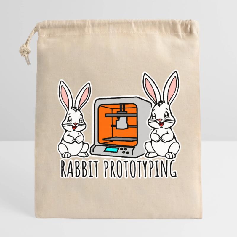 Rabbit Prototyping - Printing rabbits with 3D printer Closable cotton gift bag (25x30cm)