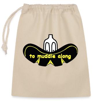 "to muddle along" grilled sausage, WILTSCH - Closable cotton gift bag (25x30cm) - nature - Front