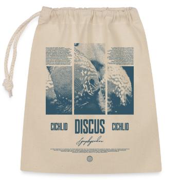 Diskusfisch Buntbarsch Aquarium Fischhalter - Verschließbarer Geschenkbeutel aus Baumwolle (25x30cm) - Natur - Vorne