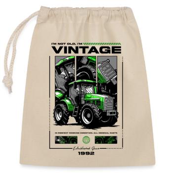 Oldtimer Traktor Bauer Geburtstag Jahrgang 1992 - Verschließbarer Geschenkbeutel aus Baumwolle (25x30cm) - Natur - Vorne