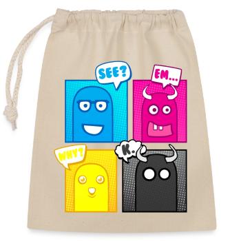 Little Monsters (Pop Art) 02 - Closable cotton gift bag (25x30cm) - nature - Front