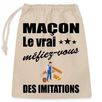 Maçon le vrai méfiez-vous des imitations t-shirt - Sac cadeau en coton avec cordon (25 x 30 cm) - nature - Devant