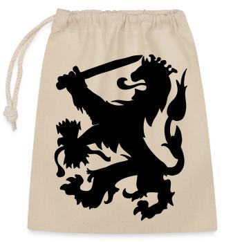 Heraldry lion with crown and sword shadow figure - Closable cotton gift bag (25x30cm) - nature - Front