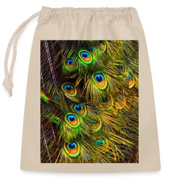 Pfauenfedern  - Verschließbarer Geschenkbeutel aus Baumwolle (25x30cm) - Natur - Vorne
